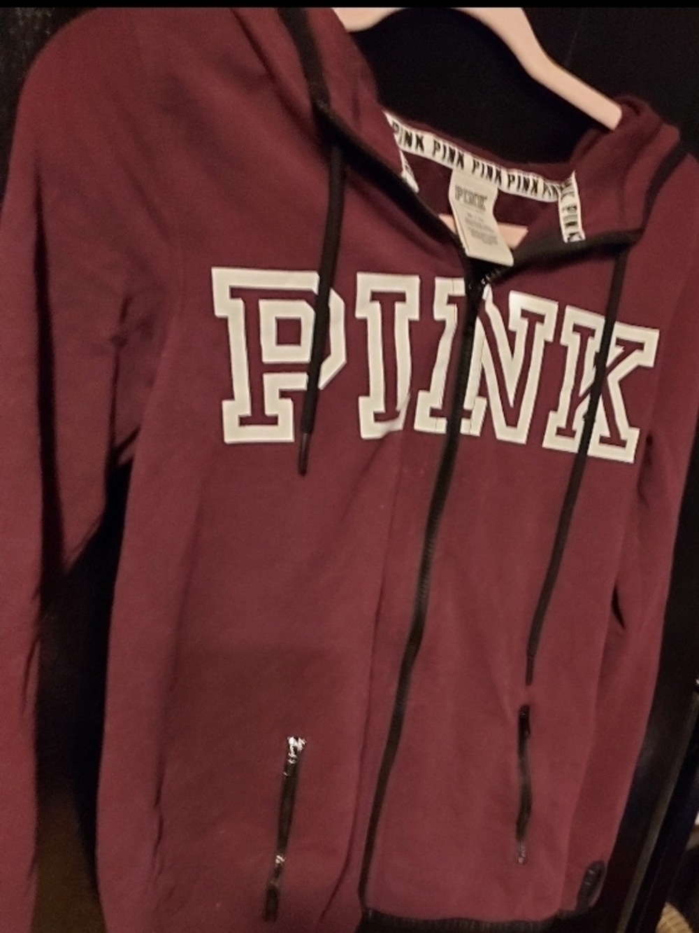 Victoria's Secret PINK Zip Up Hoodie With Zipper Pockets & Thumb Hole Sleeves XS
